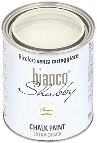 bianco Shabby CHALK PAINT Bianco Antico per Mobili e Pareti Pittura Shabby Chic Vintage EXTRA OPACA (1 Litro)