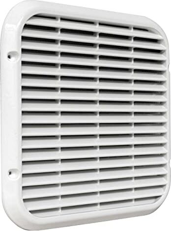 La Ventilazione ASQ2222B Griglia di Ventilazione Antisfondamento da Sovrapporre, Alluminio Bianco, 220x220 mm