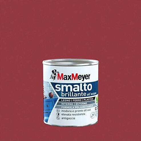 MAXMEYER Smalto All'Acqua Poliuretanico Brillante Rosso Veneziano 0,125 L