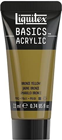 LIQUITEX Basics, Pittura Acrilica, Pigmenti per Artisti Monopigmentati, Resistente alla Luce, Durevole nel Tempo, Finitura Satinata, Tubetti da 22 ml, Giallo Bronzo