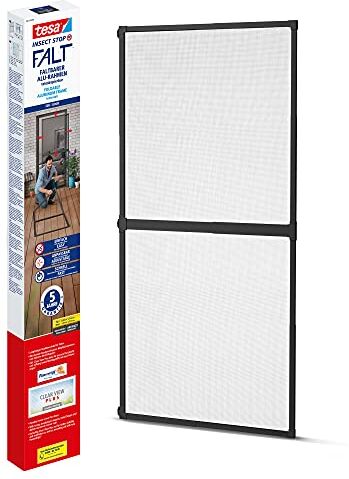 Tesa Insect Stop FALT Zanzariera Con telaio pieghevole in alluminio per porte Con telaio telescopico regolabile Antracite 80 cm x 170 cm a 100x cm x 220 cm