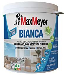 MAXMEYER interni Bianca Lavabile Monomano, 2in1: fissativo e pittura, per camere e soggiorni 0.75 L