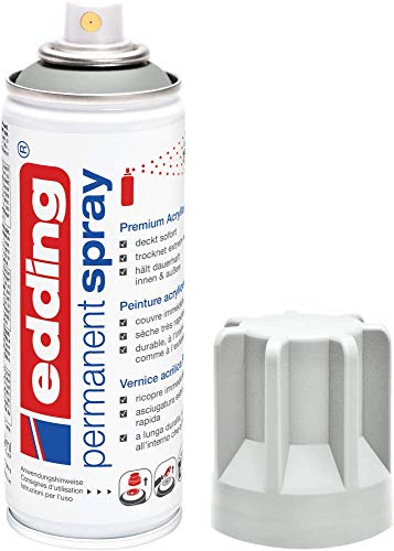 Edding 5200 Spray Permanente, Grigio Chiaro Opaco, 200 Ml, Vernice Acrilica Premium per Dipingere e Decorare Vetro, Metallo, Legno, Ceramica, Plastica, Tela, Smalto Acrilico, Vernice Spray