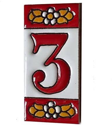 Generic Piastrelle in ceramica con numeri e lettere, motivo floreale rosso, dimensioni: 7,5 cm x 3,5 cm, 2 a 10 cornici per piastrelle (3)