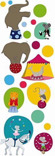 PLAGE Adesivi murali Stickers per i Bambini Circo, 1 Foglio, 24 x 68 cm