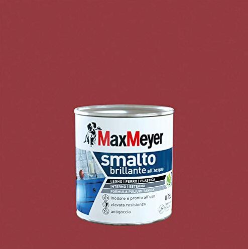 MAXMEYER Smalto All'Acqua Poliuretanico Brillante Rosso Veneziano 0,75 L