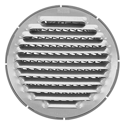Amig Griglia Rotonda in Alluminio con Zanzariera   Griglie di Ventilazione per Presa d'Aria   Ideale per Soffitto Cucina e Bagno   Diametro Interno Ø 12 cm   Colore Argento