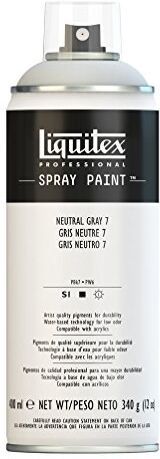 LIQUITEX Vernice Spray Professionale A Base D'acqua, Grigio Neutro 7, 400ml, 1 Pezzo