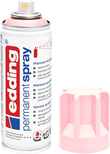 Edding 5200 Spray Permanente, Rosa Pastello Opaco, 200 Ml, Vernice Acrilica Premium per Dipingere e Decorare Vetro, Metallo, Legno, Ceramica, Plastica, Tela, Smalto Acrilico, Vernice Spray