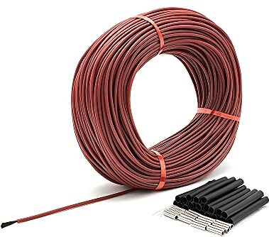 HUIOP Cavo di riscaldamento 12K, φ3mm 12K 33Ω Filo riscaldante in fibra di carbonio 200 ℃ Cavo riscaldante a pavimento caldo in gomma siliconica ad alta temperatura per infrarossi