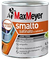 MAXMEYER Smalto a solvente per ferro e legno satinato BIANCO R9010 0,750 L