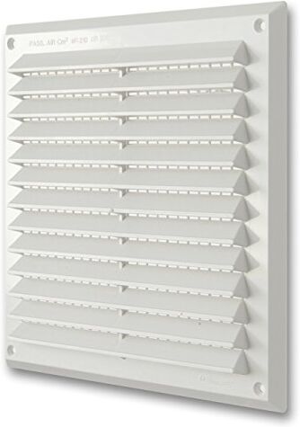 La Ventilazione Griglia di ventilazione quadrata in Plastica bianca, da Sovrapporre con rete antinsetti. Dimensioni 227x227 mm