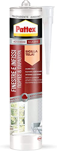 Pattex Silicone Sigillante Finestre&Infissi, Silicone Trasparente Sigillante per Porte, Finestre e Infissi, Silicone Infissi per Interni ed Esterni, 1 Cartuccia da 280 ml