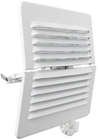 La Ventilazione Griglia di ventilazione rettangolare pieghevole in Alluminio verniciato bianco con rete antinsetti, dimensioni 193x165 mm