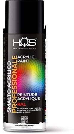 HQS High Quality Spray HQS Bomboletta di Vernice Spray Acrilica Colori Ral (Ral 9005 Nero Lucido)