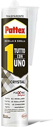 Pattex , , Adesivo Sigillante Tutto con Uno Crystal, Cartuccia, Trasparente