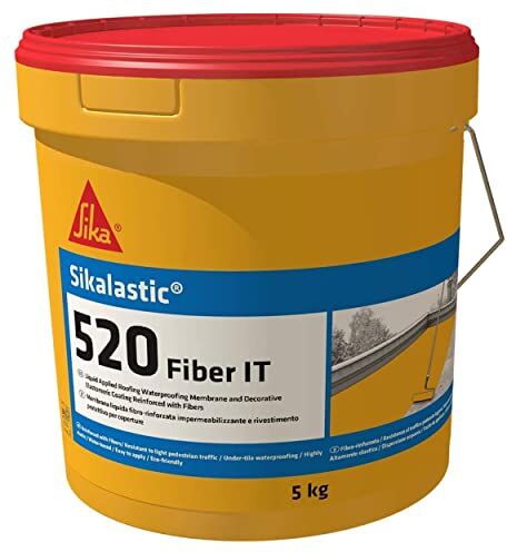 SIKA lastic 520 Fiber IT, Bianco Membrana liquida impermeabilizzante Rivestimento decorativo elastomerico Applicato a freddo 5 kg