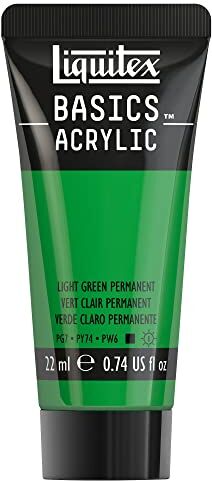 LIQUITEX Basics, Pittura Acrilica, Pigmenti per Artisti Monopigmentati, Resistente alla Luce, Durevole nel Tempo, Finitura Satinata, Tubetti da 22 ml, Verde Chiaro Permanente