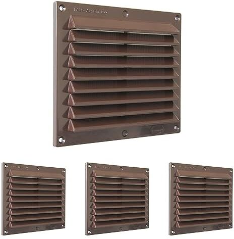 La Ventilazione Griglia di Ventilazione in Plastica Rettangolare da Sovrapporre, Marrone, 175x146 mm (Confezione da 4)