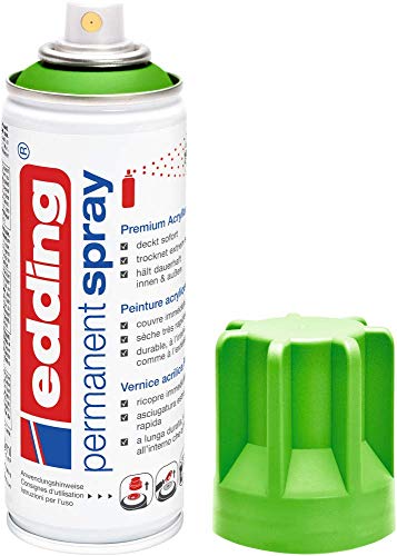 Edding 5200 Spray Permanente, Giallo Verde Opaco, 200 Ml, Vernice Acrilica Premium per Dipingere e Decorare Vetro, Metallo, Legno, Ceramica, Plastica, Tela, Smalto Acrilico, Vernice Spray