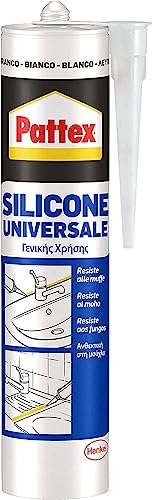 Pattex Silicone Universale Bianco, Silicone Bagno, Cucina e Serramenti, Silicone Bianco Resistente alla Muffa, Silicone Sigillante Multimateriale, 1 Cartuccia da 280 ml