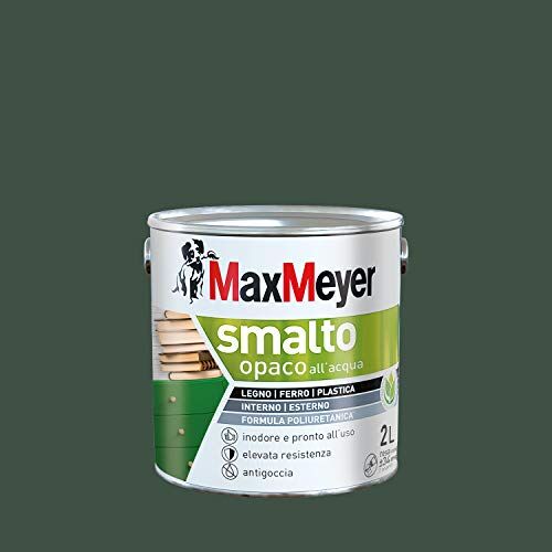 MAXMEYER Smalto All'Acqua Poliuretanico Opaco Verde Scuro 2 L