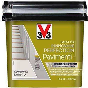 V33 Smalto Rinnovare Perfection Pavimenti Bianco Piuma Satinato 0,75 L