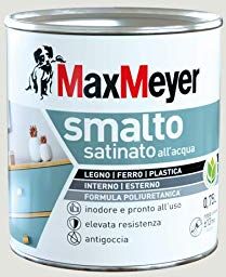 MAXMEYER Smalto All'Acqua Poliuretanico Satinato Bianco Ghiaccio 0,75 L