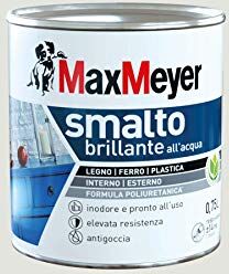 MAXMEYER Smalto All'Acqua Poliuretanico Brillante Bianco Ghiaccio 0,75 L