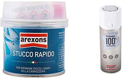 AREXONS 0190197 8454 Stucco RAPIDO FAIDATE GR200, Grigio Chiaro & 3441 Primer 100% Acrilico Fondo Aggrappante per Plastica, 400 ml