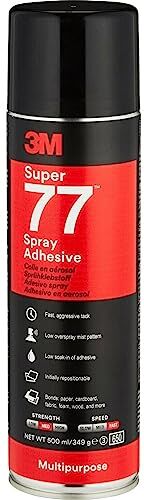 3M Adesivo Spray Super 77 Colla Universale Trasparente ad Asciugatura Rapida, Permanente, 500 ml, 1 Pezzo