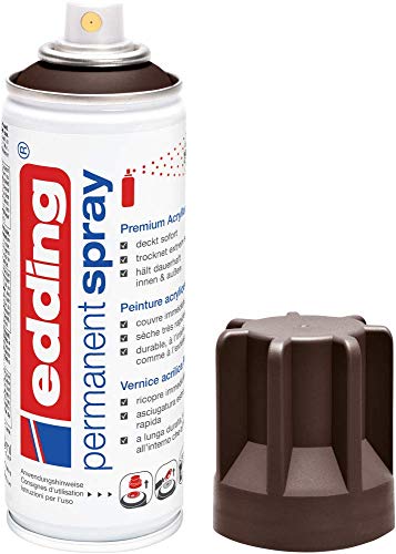 Edding 5200 Spray Permanente, Cioccolato Opaco, 200 Ml, Vernice Acrilica Premium per Dipingere e Decorare Vetro, Metallo, Legno, Ceramica, Plastica, Tela, Smalto Acrilico, Vernice Spray