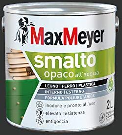 MAXMEYER Smalto All'Acqua Poliuretanico Opaco Nero 2 L