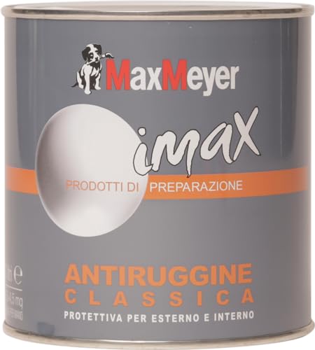 MAXMEYER Fondo antiruggine a solvente per interni ed esterni Classico ROSSO OSSIDO 0,5 L