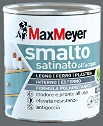 MAXMEYER Smalto All'Acqua Poliuretanico Satinato Grigio Fumo 0,125 L