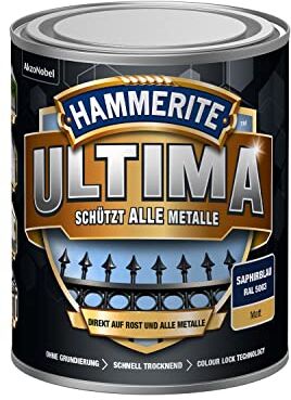 Hammerite Vernice protettiva in metallo ULTIMA opaca, blu zaffiro RAL5003, 750 ml