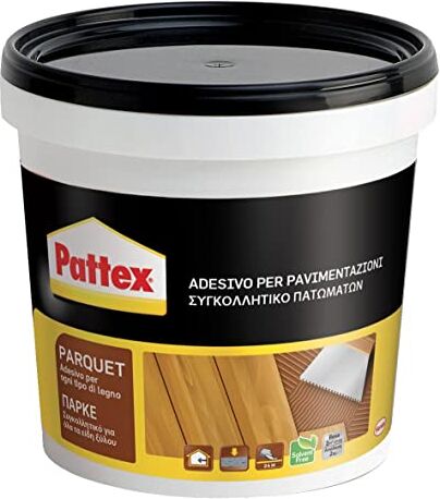 Pattex Parquet, Colla Pastosa per la Posa di Tutti i Pavimenti in Legno, Parquet, Parquet Mosaico, Listelli in Legno, secchio 850g