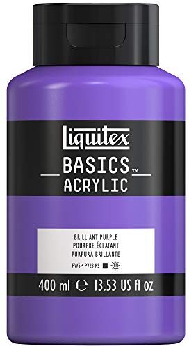 LIQUITEX Basics Pittura acrilica, Pigmenti per artisti monopigmentati, Resistente alla luce, durevole nel tempo, Finitura satinata, Flacone da 400 ml Porpora Brillante