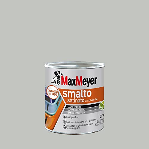 MAXMEYER Smalto a solvente per ferro e legno satinato GRIGIO CHIARO R7035 0,750 L