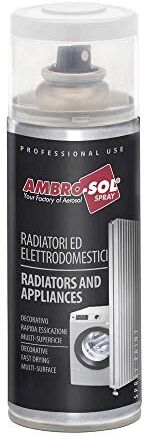 Ambro-Sol Smalto per Radiatori, Dona Brillantezza alle Superfici, Essicca Rapidamente e Agisce in Profondità, Bomboletta Spray in Banda Stagnata Riciclabile 400 ml, Ral 9010 Bianco Puro