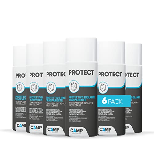 CAMP Protect Spray Protettivo Isolante Per Plastica, Legno, Ceramica E Metalli, Trasparente, Plastificante, Anti-Ossidante E Impermeabilizzante, Pack 6x400ml