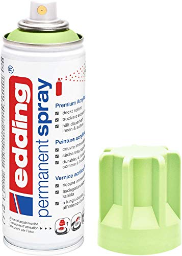 Edding 5200 Spray Permanente, Verde Pastello Opaco, 200 Ml, Vernice Acrilica Premium per Dipingere e Decorare Vetro, Metallo, Legno, Ceramica, Plastica, Tela, Smalto Acrilico, Vernice Spray