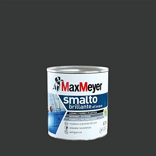 MAXMEYER Smalto All'Acqua Poliuretanico Brillante Nero 0,75 L