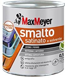 MAXMEYER Smalto a solvente per ferro e legno satinato BIANCO R9010 0,125 L