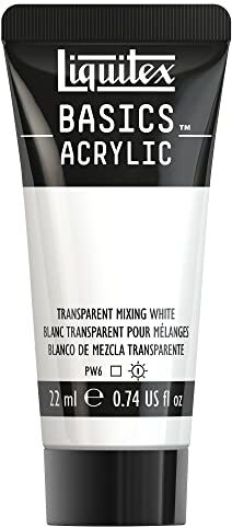 LIQUITEX Basics, Pittura Acrilica, Pigmenti per Artisti Monopigmentati, Resistente alla Luce, Durevole nel Tempo, Finitura Satinata, Tubetti da 22 ml, Bianco Trasparente per Mescolanze