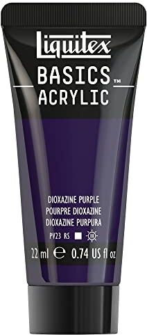 LIQUITEX Basics, Pittura Acrilica, Pigmenti per Artisti Monopigmentati, Resistente alla Luce, Durevole nel Tempo, Finitura Satinata, Tubetti da 22 ml, Viola Dioxazine