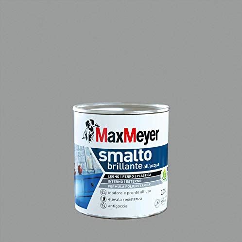 MAXMEYER Smalto All'Acqua Poliuretanico Brillante Grigio Pietra 0,75 L