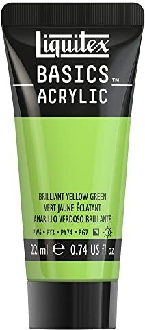 LIQUITEX Basics, Pittura Acrilica, Pigmenti per Artisti Monopigmentati, Resistente alla Luce, Durevole nel Tempo, Finitura Satinata, Tubetti da 22 ml, Giallo Verde Brillante