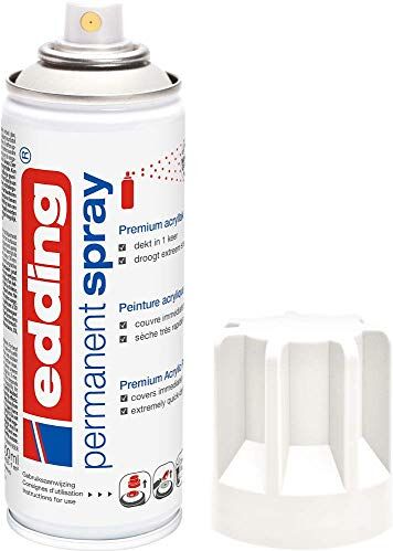 Edding 5200 Spray Permanente, Bianco Traffico Opaco, 200 Ml, Vernice Acrilica Premium per Dipingere e Decorare Vetro, Metallo, Legno, Ceramica, Plastica, Tela, Smalto Acrilico, Vernice Spray