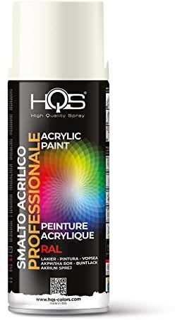 HQS High Quality Spray HQS Bomboletta di Vernice Spray Acrilica Colori Ral (Ral 9010 Bianco Lucido)